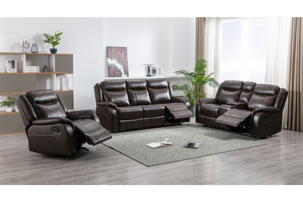 Living Room Brown Recliner Sofa Set