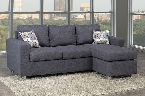 Grey Fabric Sectional With Chrome Legs IF-9325