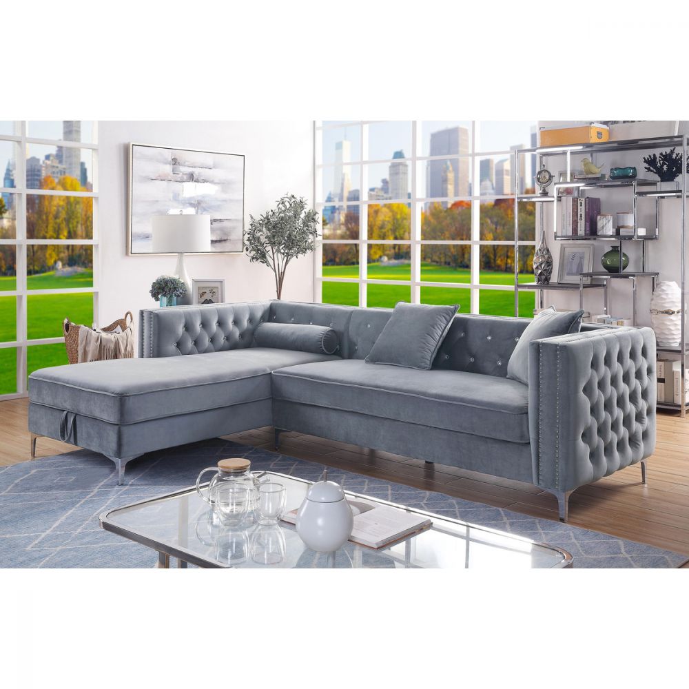 2-Piece Sectional In Grey And Black