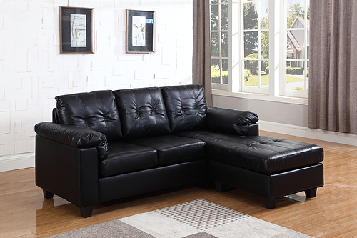 Leather Sectional in Black IF05-9340