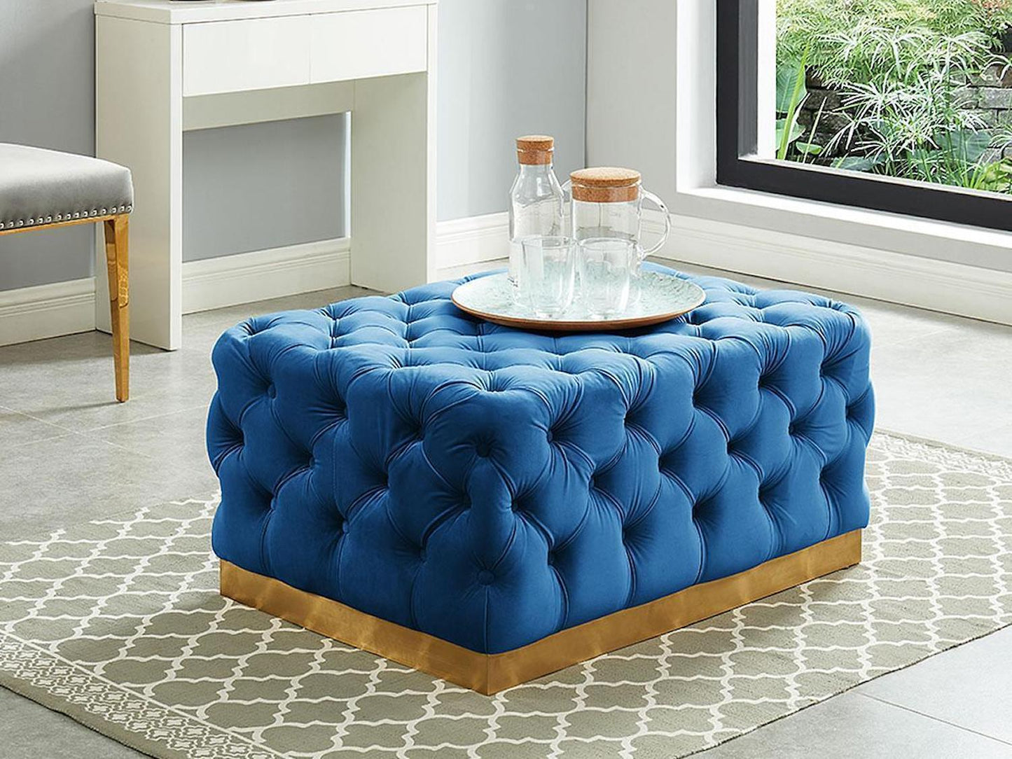 Portia Tufted Velvet Ottoman